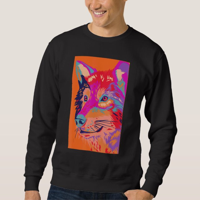 Vintage Wolf  Wolves Animal Owner  Graphic Polygon Sweatshirt (Vorderseite)