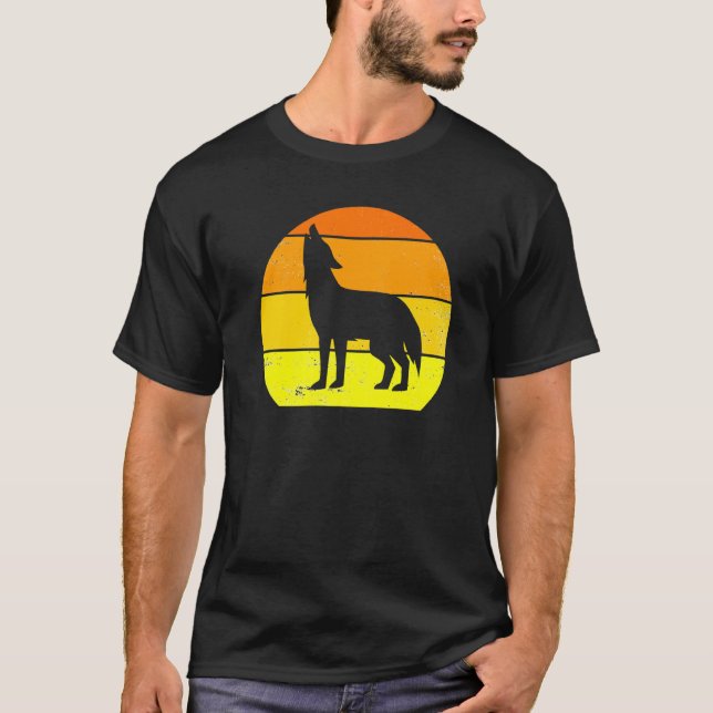Vintage Wolfen Wolf Retro Wolf Silhouette T-Shirt (Vorderseite)