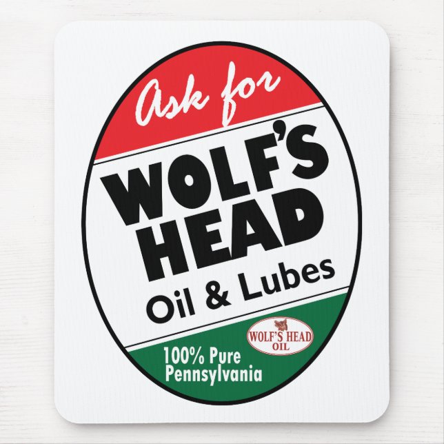 Vintage Wolfs Head Schild Mousepad (Vorne)