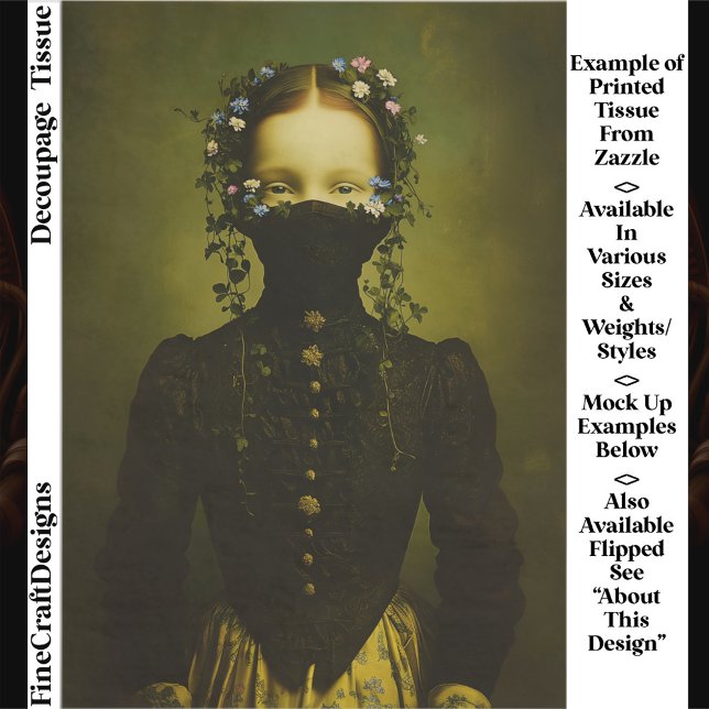 Vintage Woman, Flower Crown & Mask EQ7L Decoupage Seidenpapier (Von Creator hochgeladen)