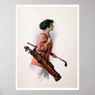 Vintage Woman Golfer Print Poster
