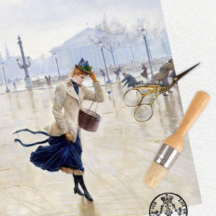 Vintage Woman Paris Scene Tissue Paper Seidenpapier