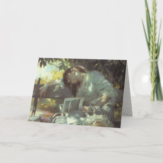 Vintage Woman Reading Karte (Vorderseite)