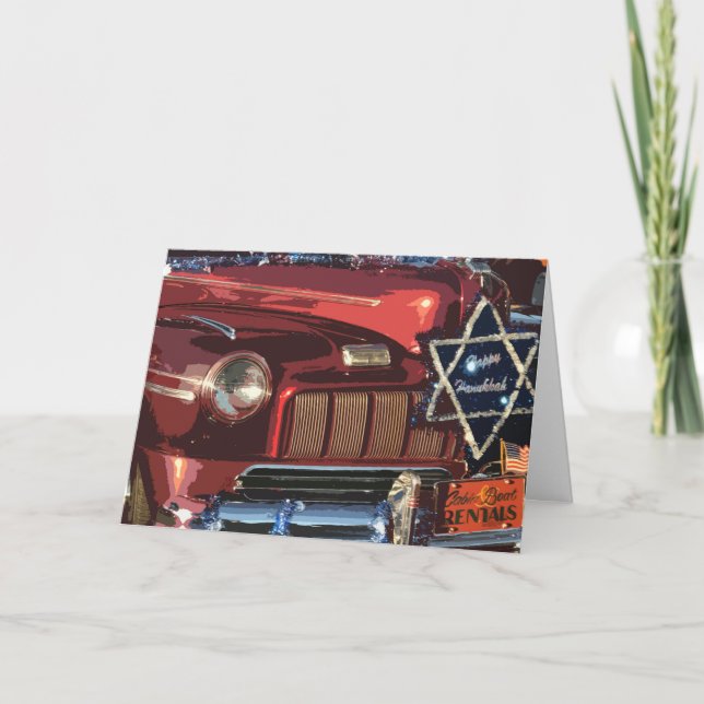 Vintage Woodie Hannukah-Karte (leer) Karte (Vorderseite)