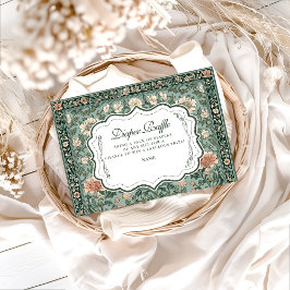 Vintage Woodland Bunny Floral Baby Diapper Raffle Begleitkarte