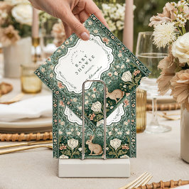 Vintage Woodland Bunny Floral Baby Shower Serviette