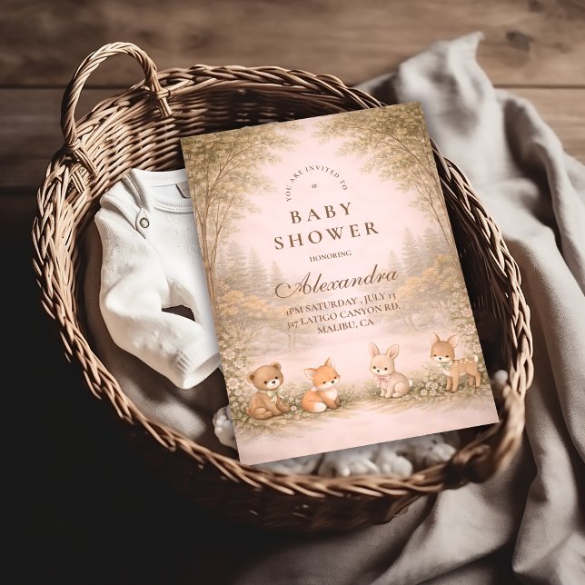 Vintage Woodland Forest Animals Baby Shower Einladung (Von Creator hochgeladen)