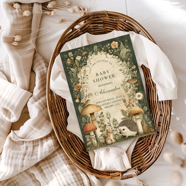 Vintage Woodland Mushroom Baby Shower Einladung (Von Creator hochgeladen)