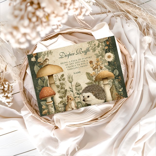 Vintage Woodland Mushroom Diapper Raffle  Begleitkarte (Von Creator hochgeladen)