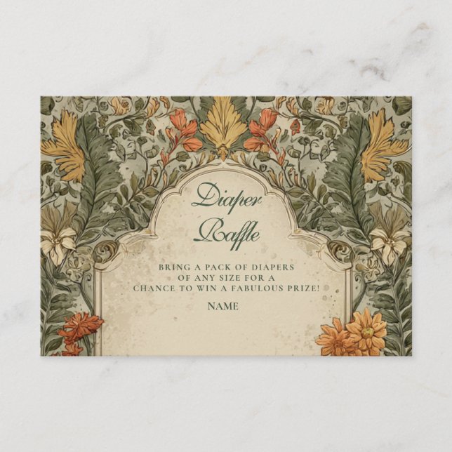 Vintage Woodland Mushroom Diapper Raffle  Begleitkarte (Vorderseite)