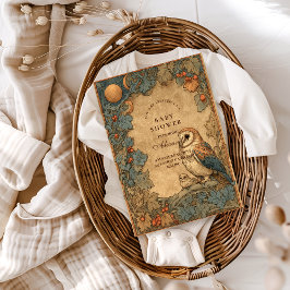 Vintage Woodland Owl Baby Shower Einladung