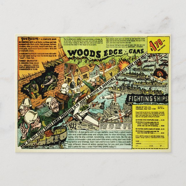Vintage Woods Edge Game AdCard Postkarte (Vorderseite)