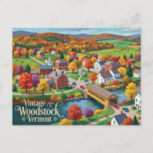 Vintage Woodstock Vermont Postkarte