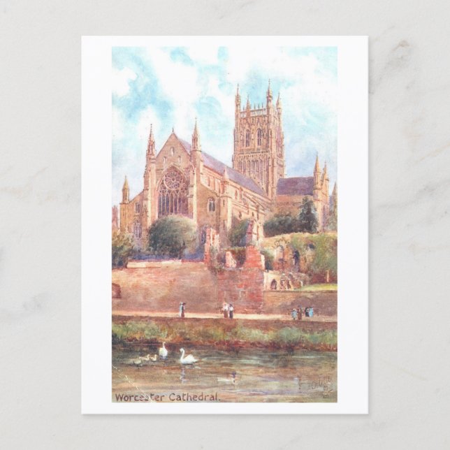 Vintage Worcester Cathedral Postkarte (Vorderseite)