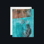 Vintage Working Men Black White Blue  Postkarte<br><div class="desc">A random collage of vintage textbook papers and a vintage woodworking images from a book from 1950 with a vintage textbook page background with blue paints and another image from a vintage magazine from 1968</div>