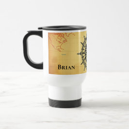 Vintage World Map And Compass Adventure Personaliz Reisebecher