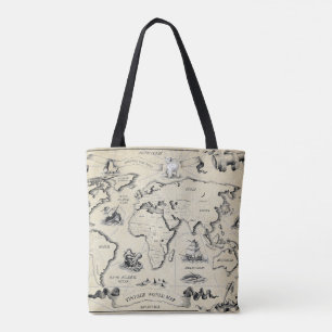 Vintage World Map Tote Bag - Reise-Inspiriert Canv