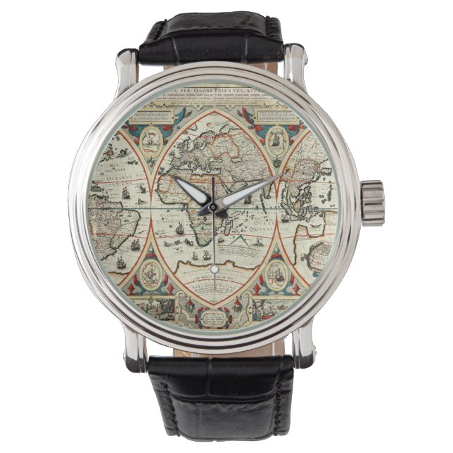 vintage world map year 16 armbanduhr (Vorderseite)