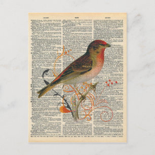 Vintage-Wörterbuch-Kunst Hübscher Roter Oranger Vo Postkarte