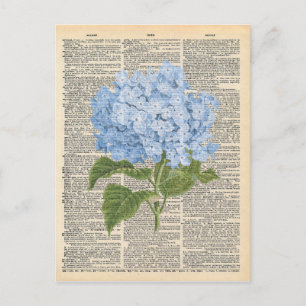 Vintage-Wörterbuch-Kunst Sanfte blaue Lilien Postkarte