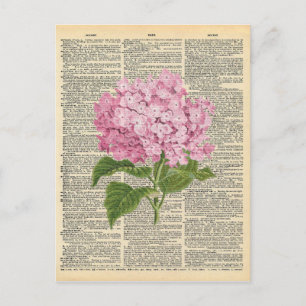 Vintage-Wörterbuch-Kunst Sanfte rosa Fliederblüten Postkarte