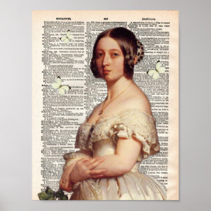 Vintage Wörterbuchseite und Königin Victoria Poster