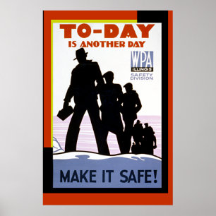 Vintage-WPA-Arbeitssicherheitsplakatdruck Poster