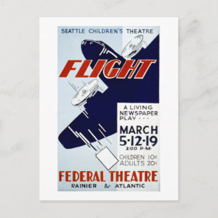 Vintage WPA Federal Theatre Project Flug Postkarte