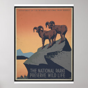 Vintage-WPA-Nationalparkplakat circa 1940 Poster