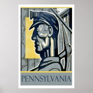 Vintage WPA Pennsylvania Miner Poster