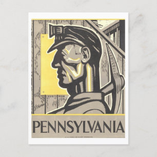 Vintage-WPA-Plakat: Pennsylvania-Kohlenbergmann Postkarte
