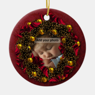 Vintage Wreath-Foto-Weihnachtsverzierung Keramikornament