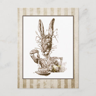 Vintage-Wunderland-Hasen-Illustration Postkarte