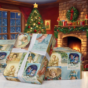 Vintage Wunderschöne Engel viktorianische Weihnach Geschenkpapier