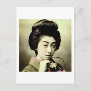 Vintage Wunderschöne japanische Geisha posiert Alt Postkarte