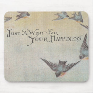 Vintage Wunsch Für Glück Vögel Mousepad