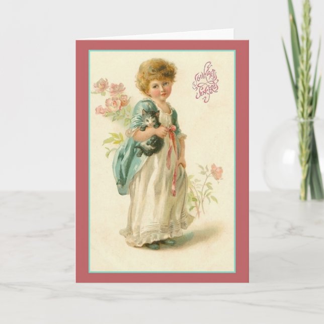 Vintage Wünsche von Herzen French Birthday Card Karte (Vorderseite)