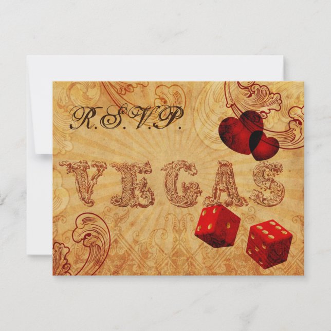 Vintage Würfel Vegas Hochzeit rsvp Karte (Vorderseite)