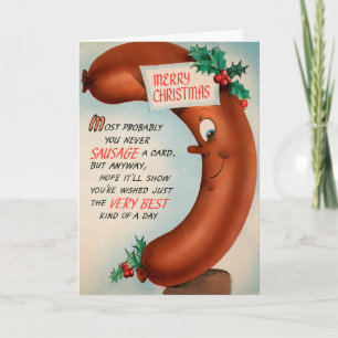 Vintage-Wurst-Weihnachtskarte Feiertagskarte