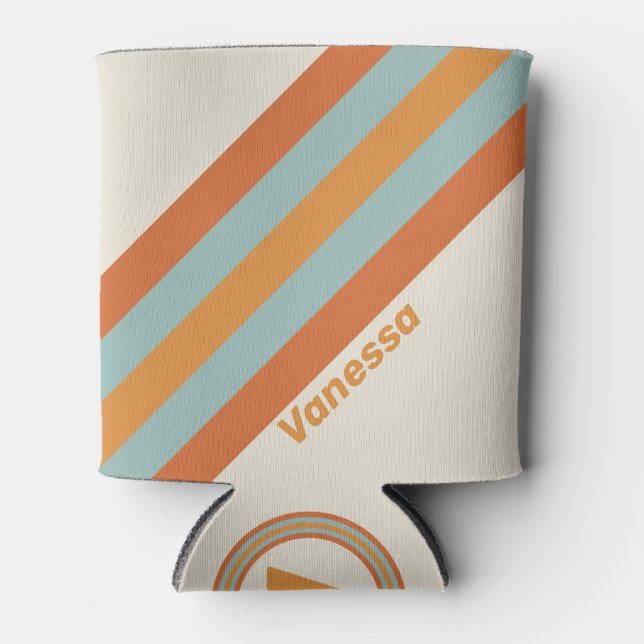 Vintage Wüste Blume Streifen mit Namen Dosenkühler (Vorderseite)