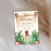 Vintage Wüste Cactus Cowboy Boots Baby Shower