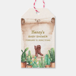 Vintage Wüste Cactus Cowboy Boots Baby Shower Geschenkanhänger