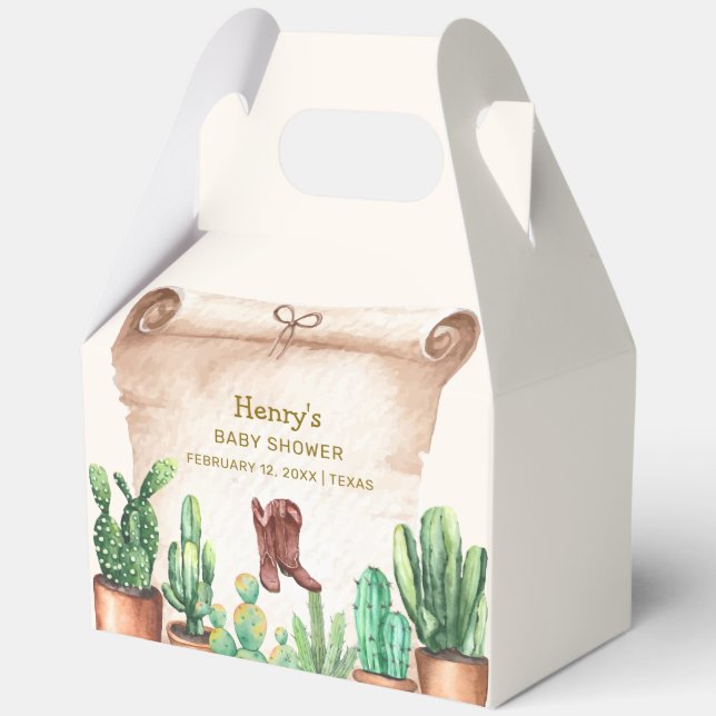 Vintage Wüste Cactus Cowboy Boots Baby Shower Geschenkschachtel (Vorderseite)