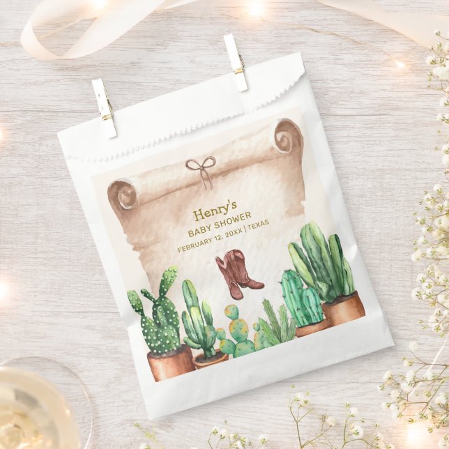 Vintage Wüste Cactus Cowboy Boots Baby Shower Geschenktütchen (Ausgeschnitten)