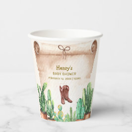 Vintage Wüste Cactus Cowboy Boots Baby Shower Pappbecher