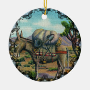 Vintage Wüste von Arizona und Donkey-Ornament Keramikornament