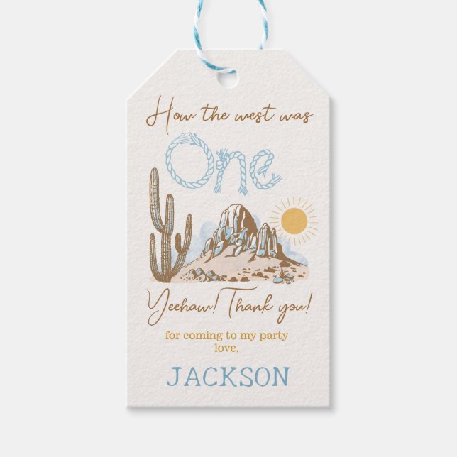 Vintage Wüste Western Wild West 1. Geburtstag Geschenkanhänger (Vorderseite)