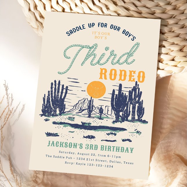 Vintage Wüste Western Wild West 3. Geburtstag Einladung (Von Creator hochgeladen)
