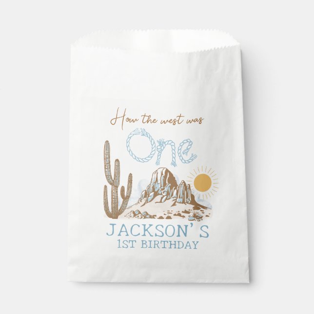 Vintage Wüste Wild West Western 1. Geburtstag Geschenktütchen (Vorderseite)