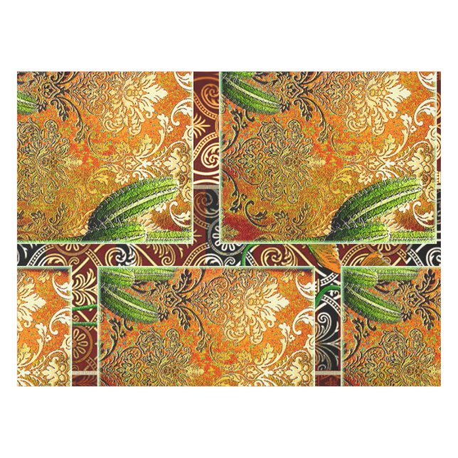 Vintage Wüstenaktuskaktus Tischdecke (Vorderseite (Horizontal))